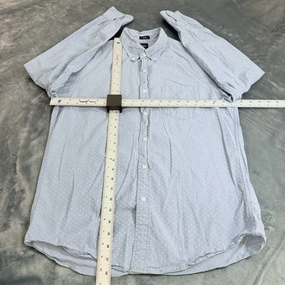 J Crew Shirt Men's Sz M Button Blue Polka Dot Slim Fit Preppy